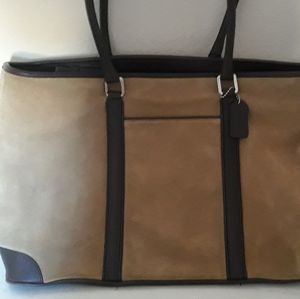 Coach totes. Tan suede and brown leather